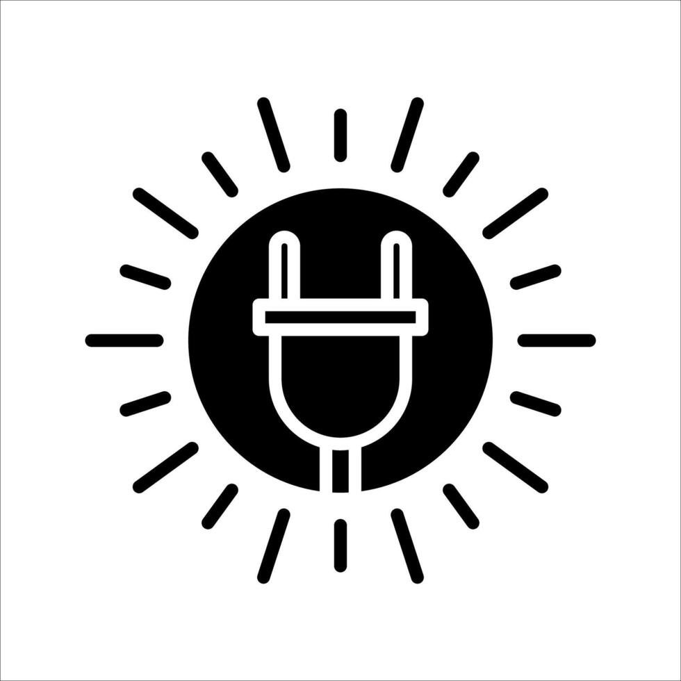 Plug electric sun Icon. Symbol isolated white background. illustration. color editable. vector