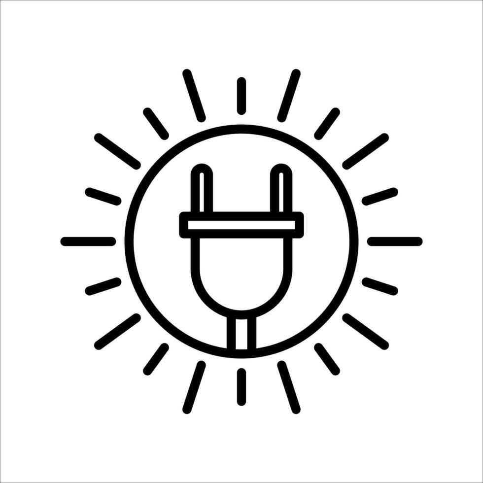 Plug electric sun Icon Symbol isolated white background. illustration. color editable. vector
