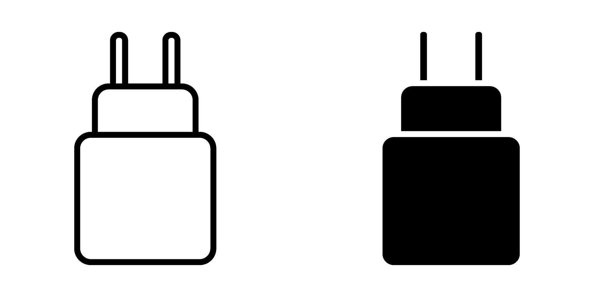 Smartphone USB charger Icon set. Symbol isolated white background. illustration. color editable. vector