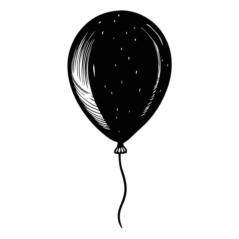Hand Drawn Black Balloon Illustration Minimalist Artistic Sketch of Floating Balloon for Party Decorations vector