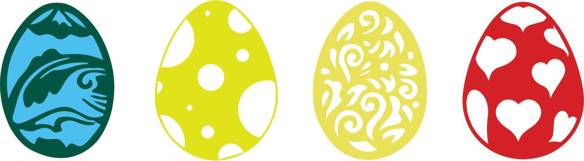 Illustration of four decorated Easter eggs with Happy Easter vector