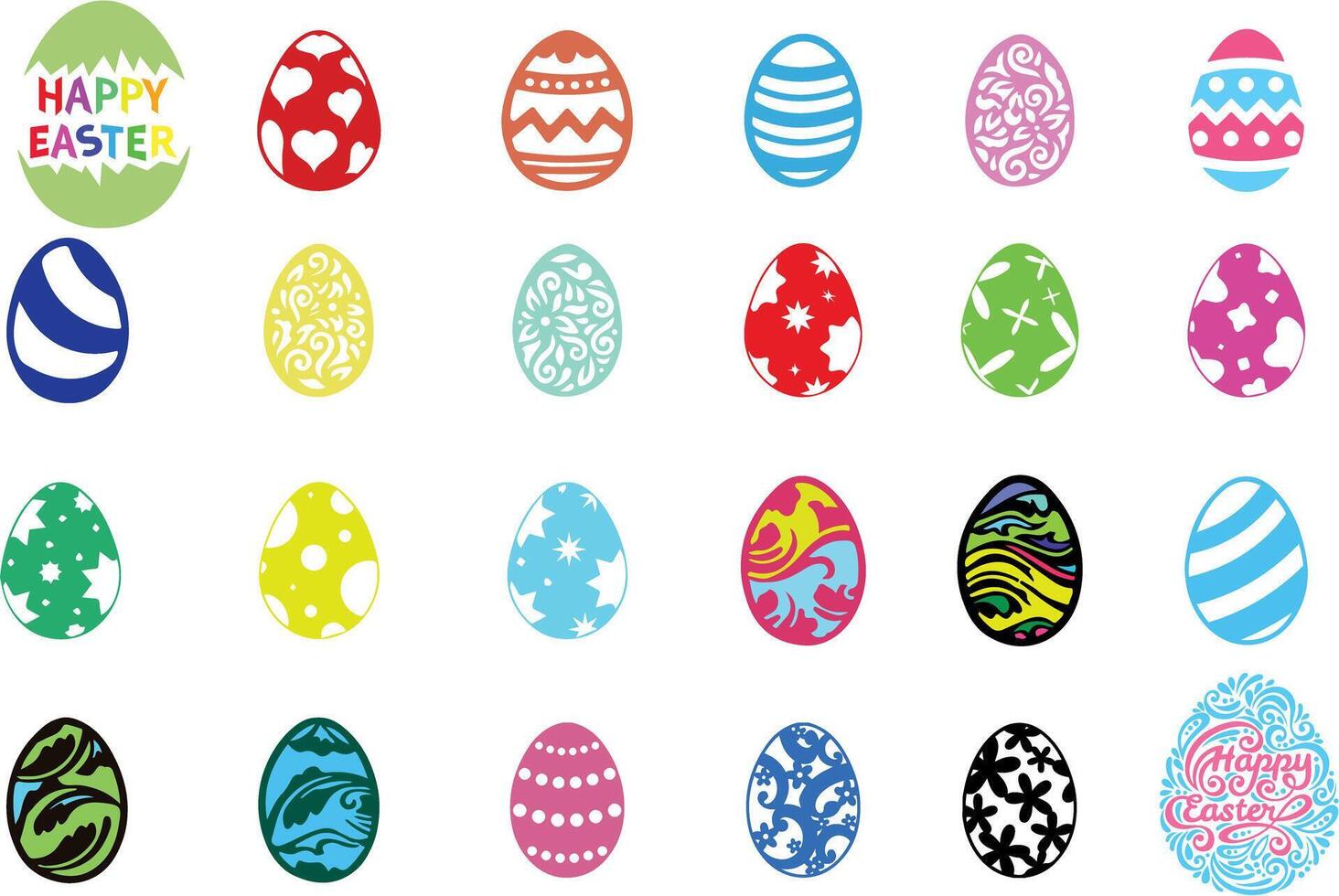 easter egg set illustration different design clipart vector