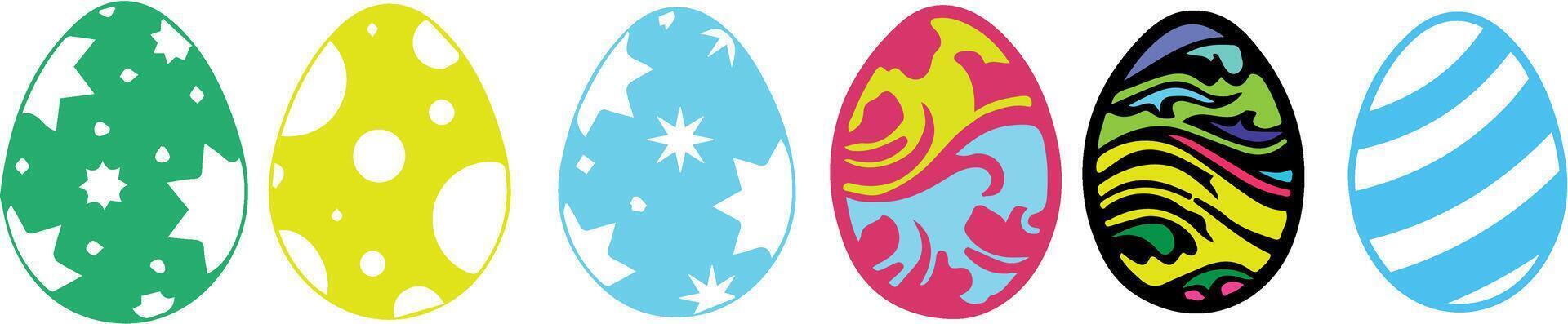 Colorful Easter eggs featuring festive Happy Easter lettering. Perfect for seasonal greetings and digital projects vector