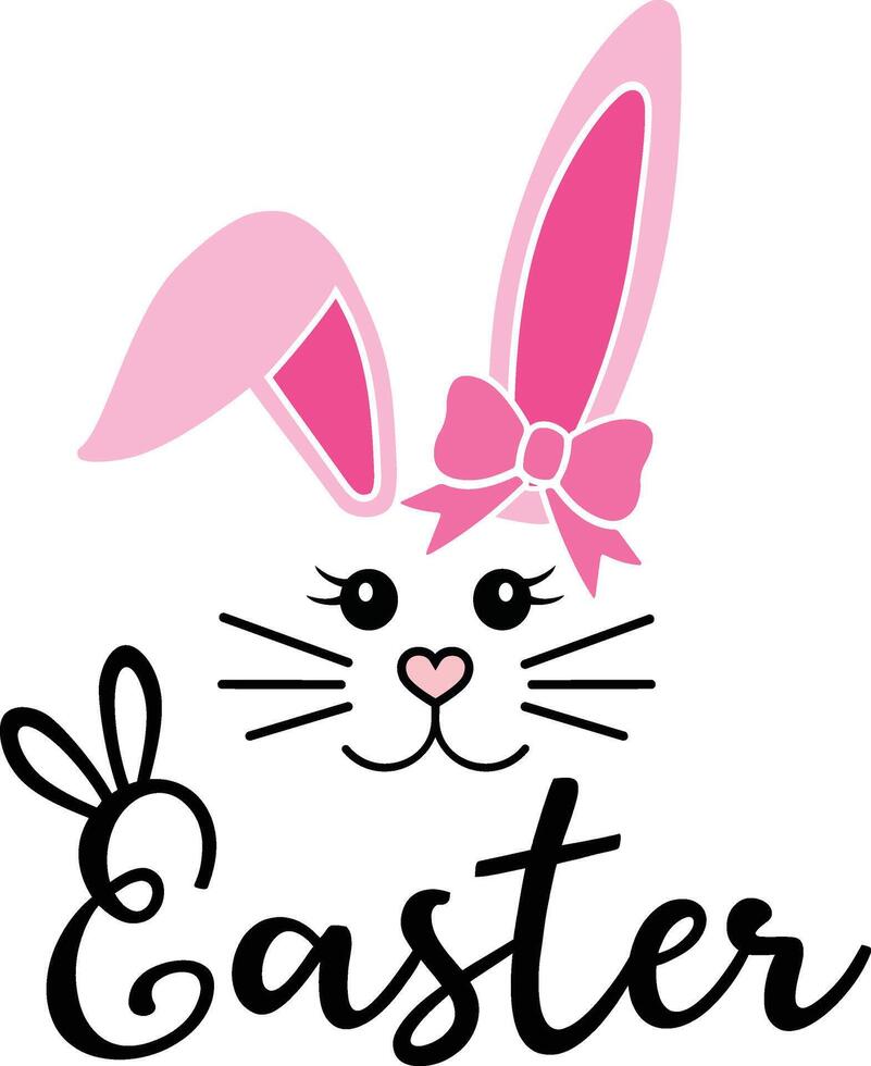 an easter bunny with pink ears and a bow on its head vector