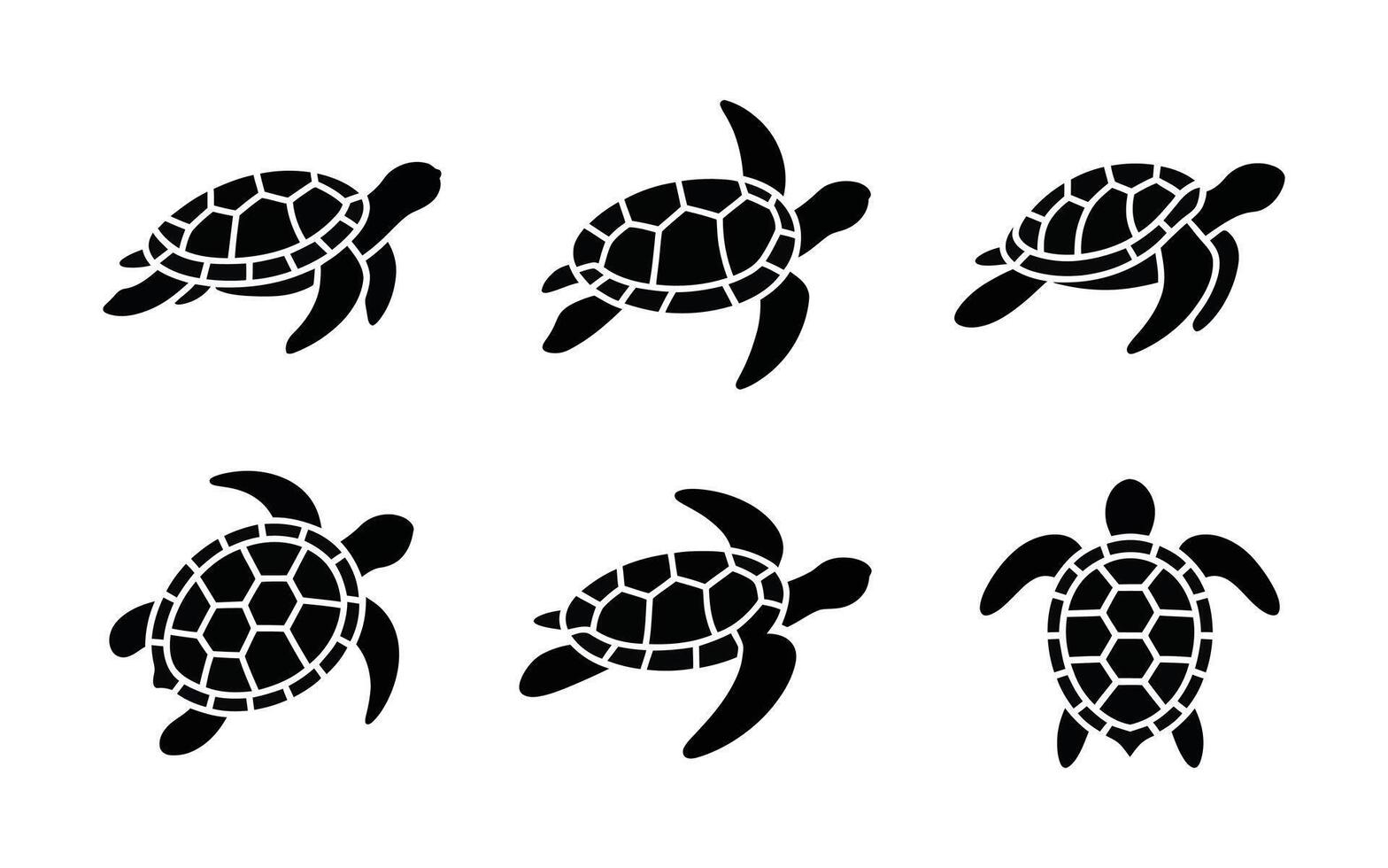 Marine Turtles Swimming Image Black Silhouette Pattern Background vector