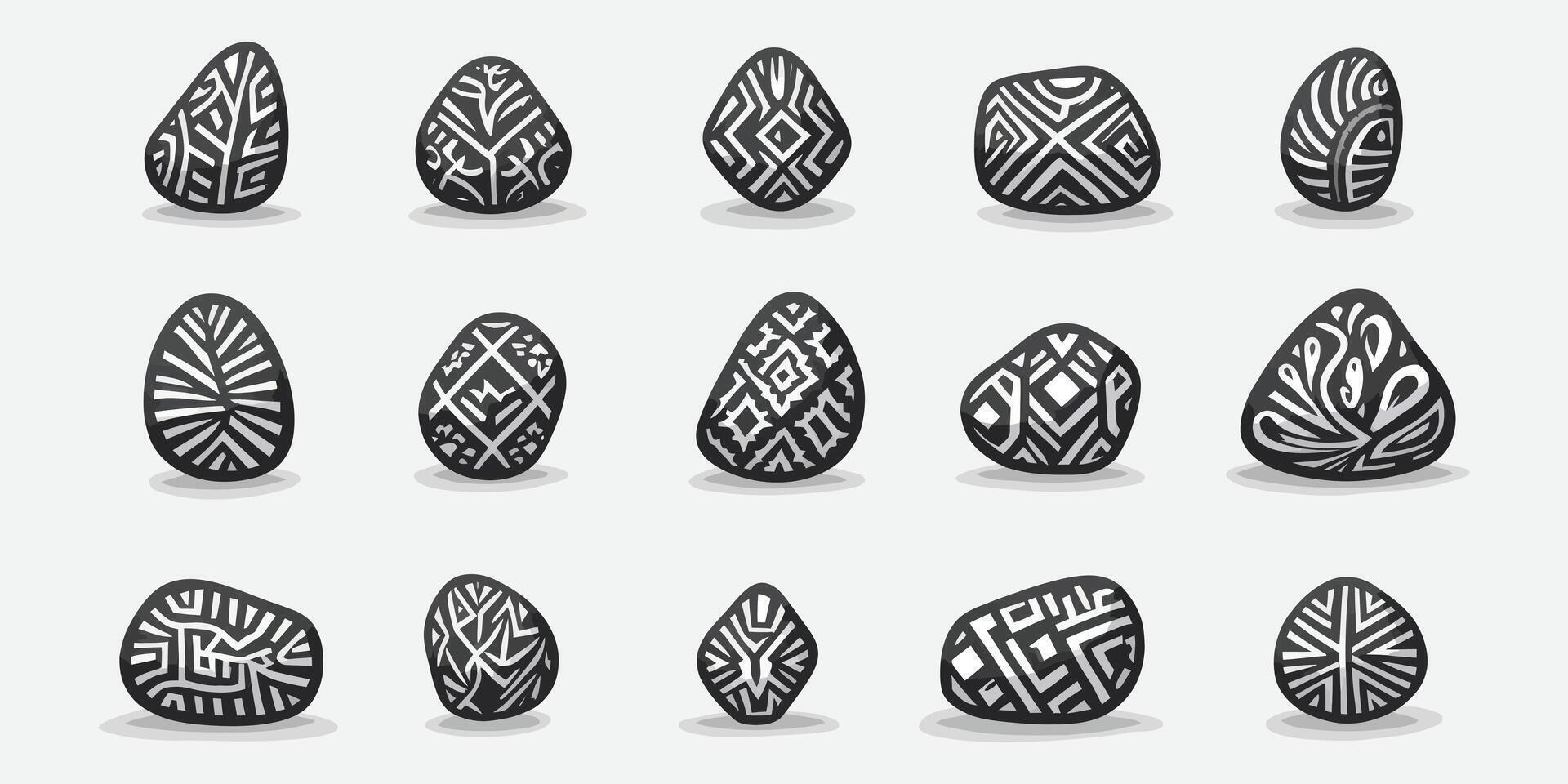 Artistic Elegance Stones with Intricate White Patterns vector