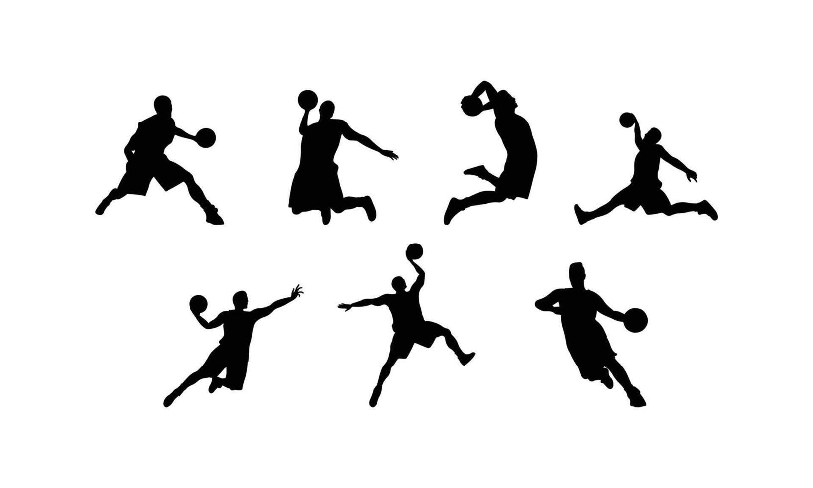 Basketball player silhouettes collection vector