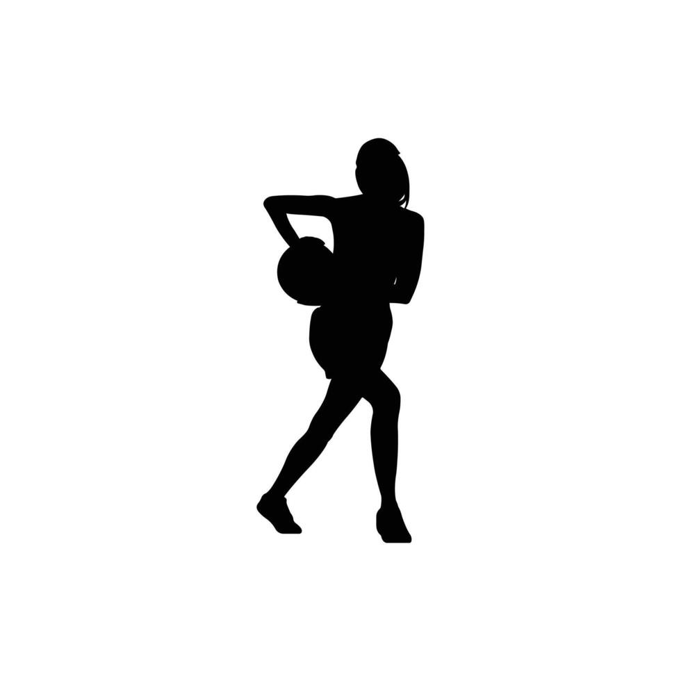 Basketball player holding ball at waist silhouette vector