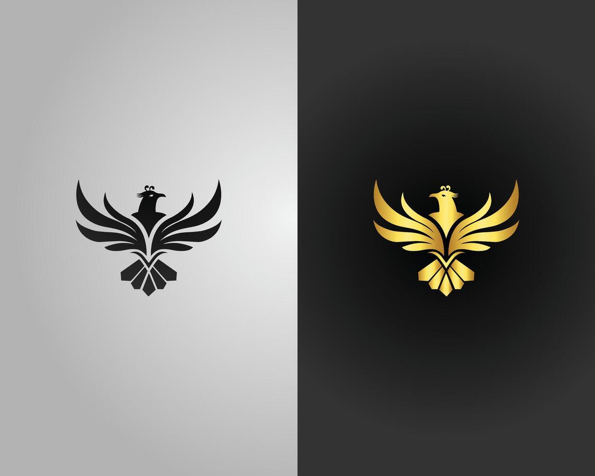 Elegant Golden Phoenix Logo Design Icon Template. vector