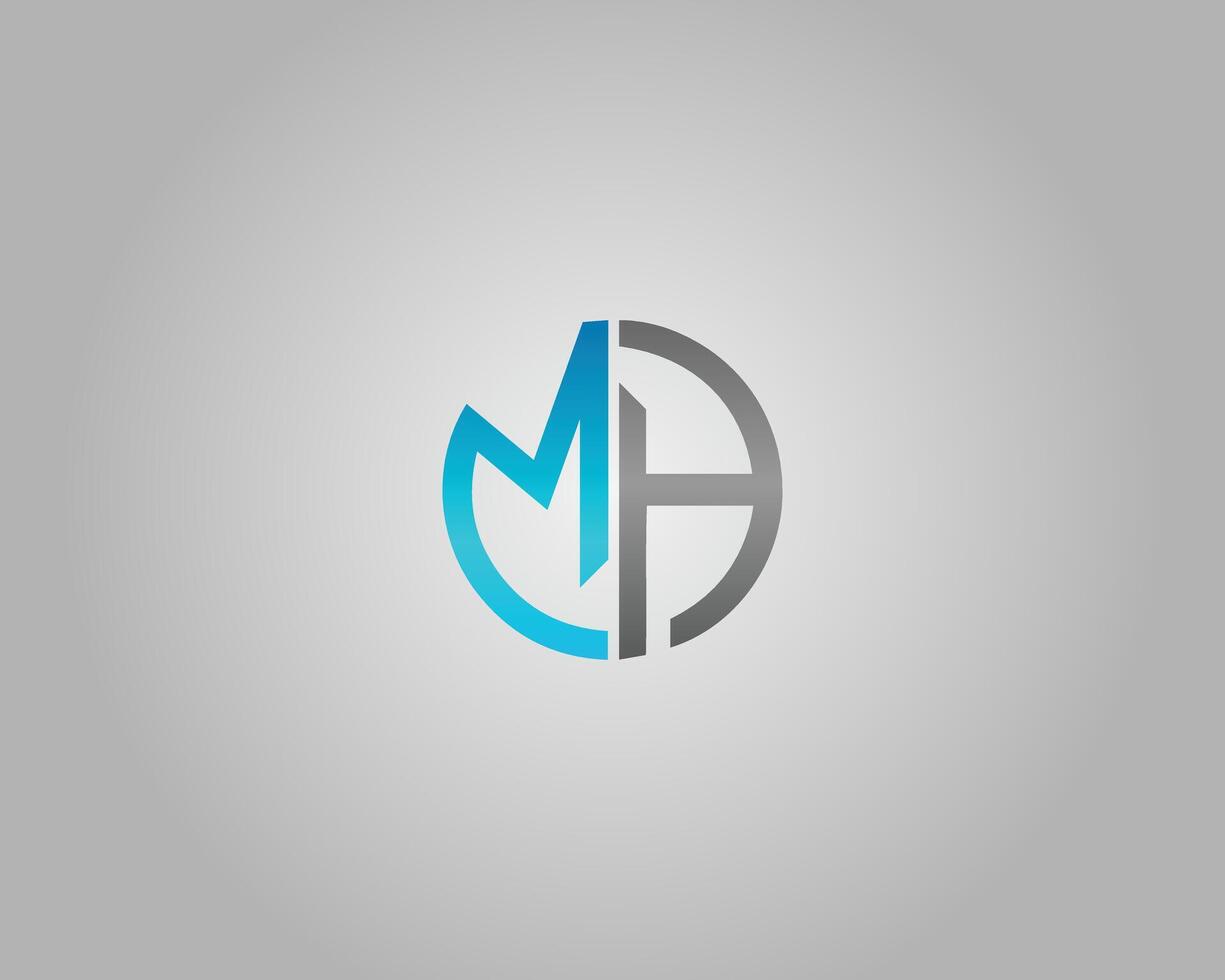 MH Initial Letter with Circular Logo Design Elegant Modern Template. vector