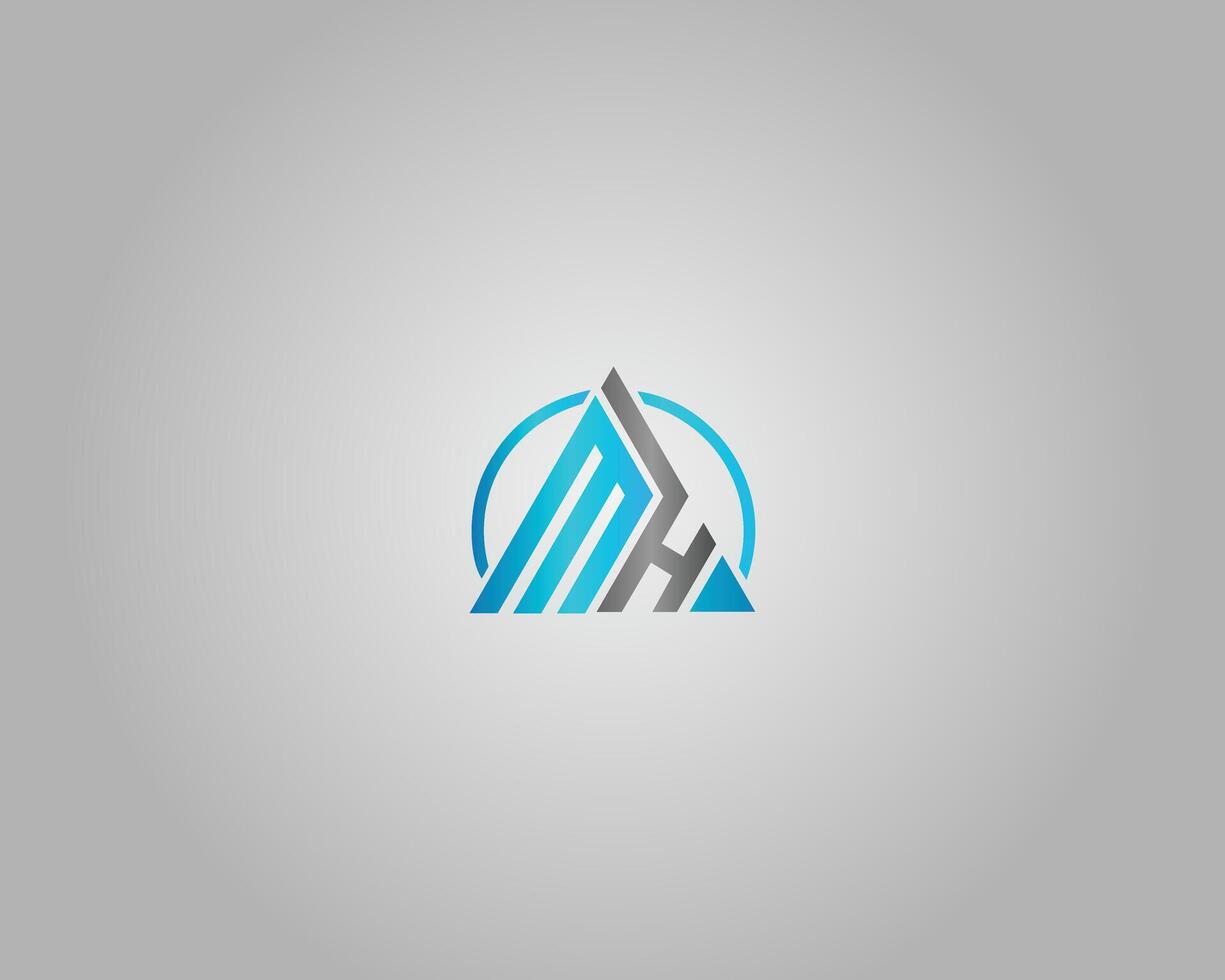 Triangle Letter MH Abstract Initial Logo Design Template. vector