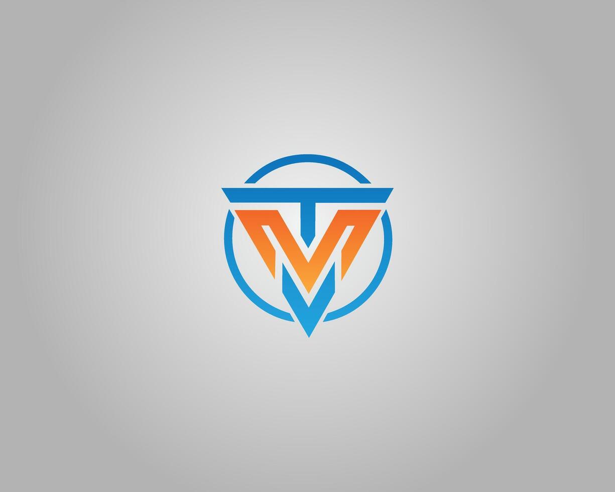 Abstract TM or MT Letter Triangle Logo Design Minimalist Modern Template. vector