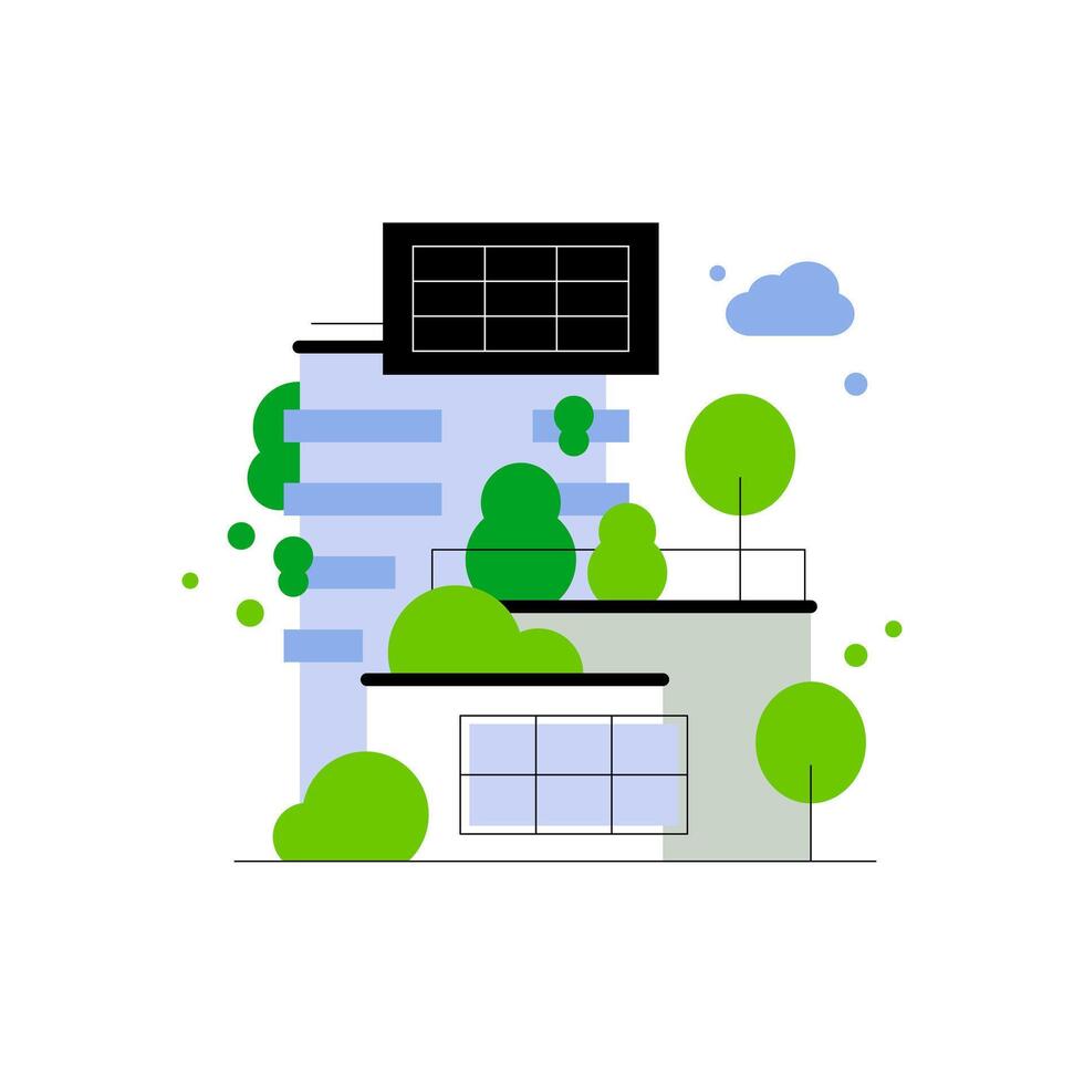 Smart eco house app. Environment friendly household vector