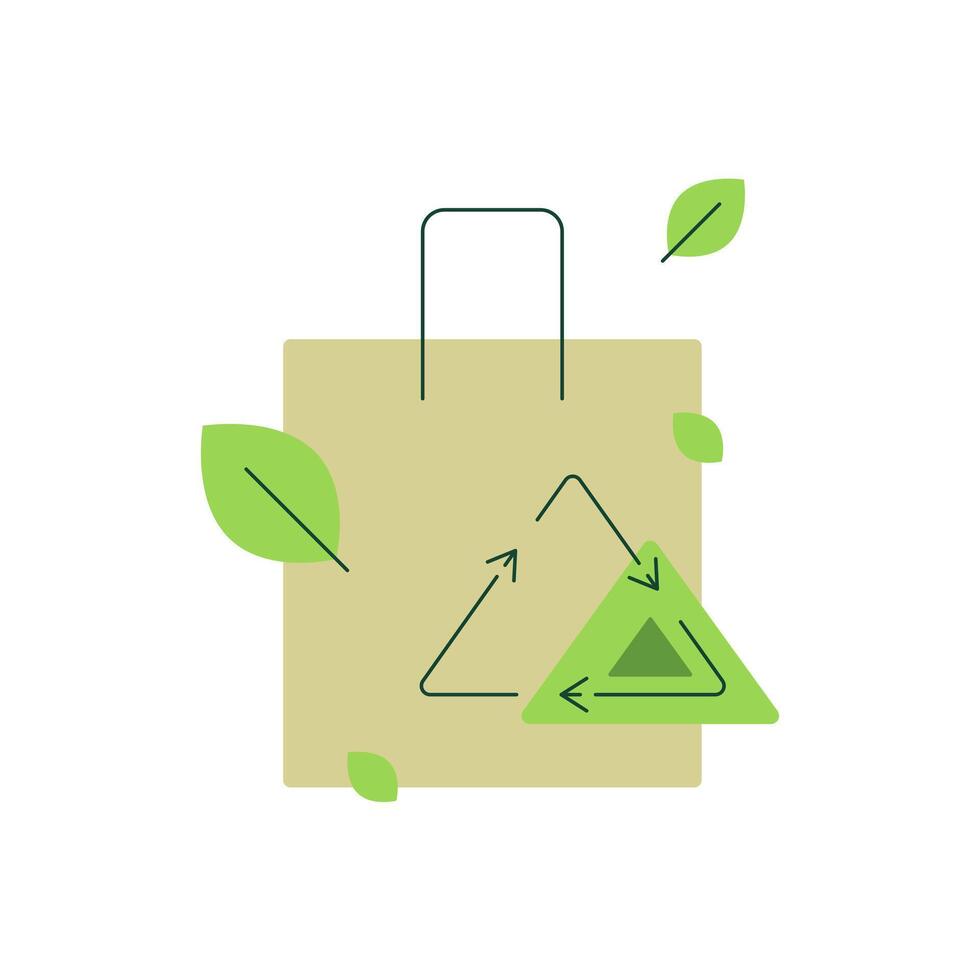 Go green. Shop smarter. Tote bag with recycling sign. Ecological concept vector