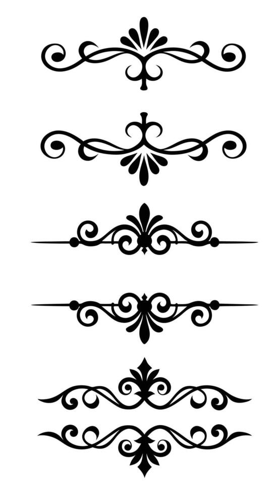 Vintage Ornamental Divider Set Elegant Swirl Floral Border Elements Collection vector