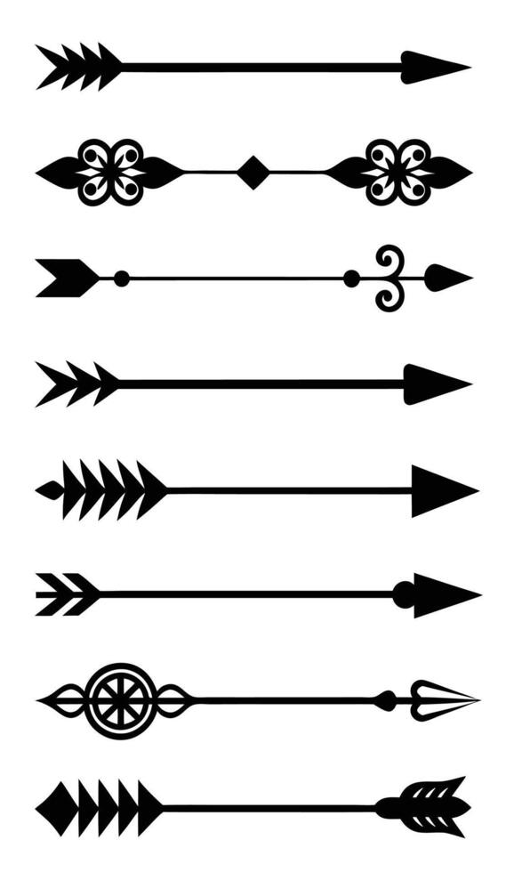 Decorative Arrow Set Vintage, Tribal, and Boho Style Arrows Collection vector