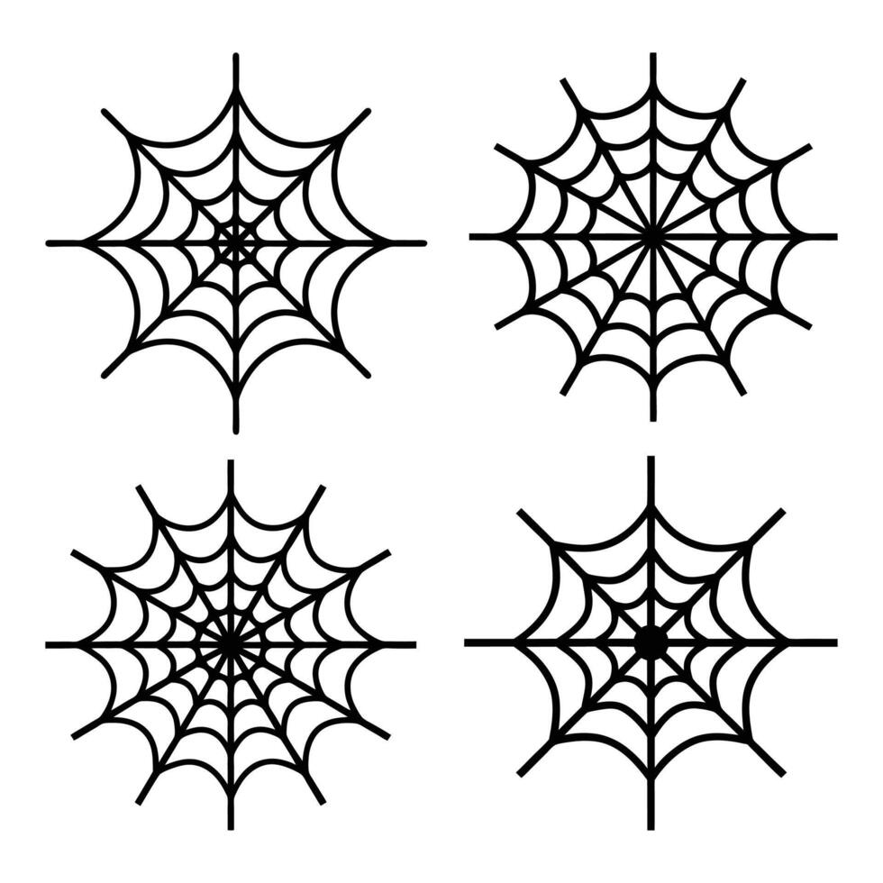 Spider Web Silhouette Set Halloween Decoration and Spooky Web Collection vector