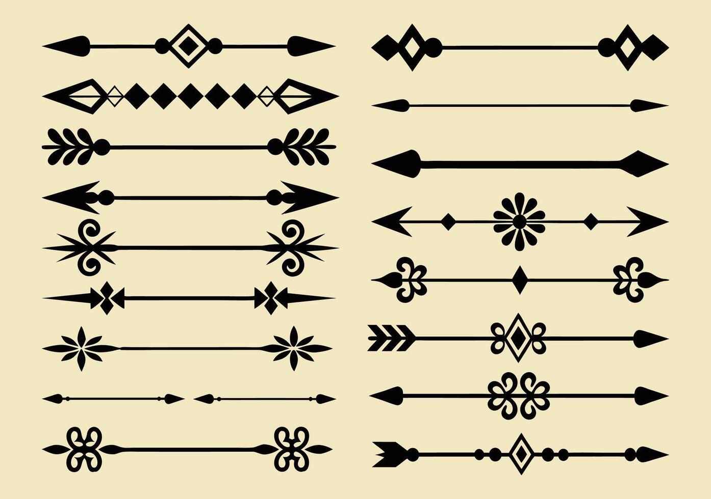 Decorative Arrow Set Hand Drawn Ornamental Tribal Design Elements vector