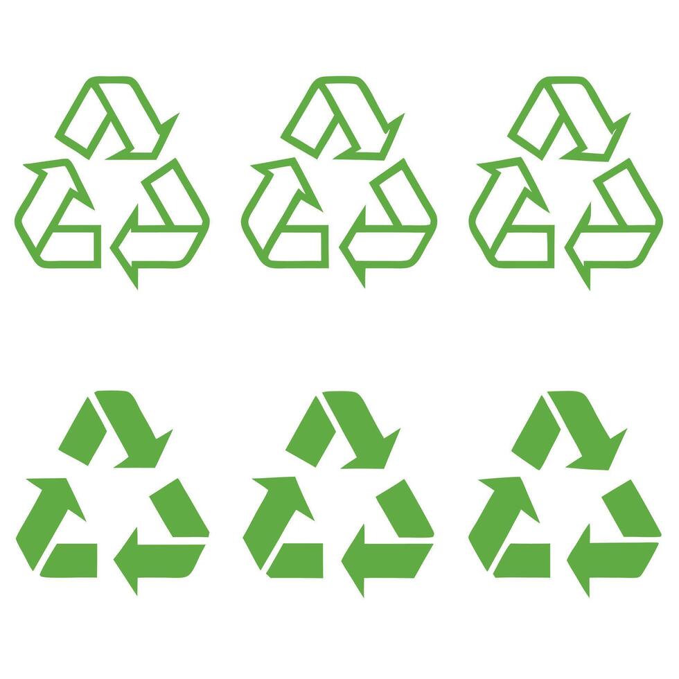 Green Recycling Icons with Arrows and Triangle Design vector
