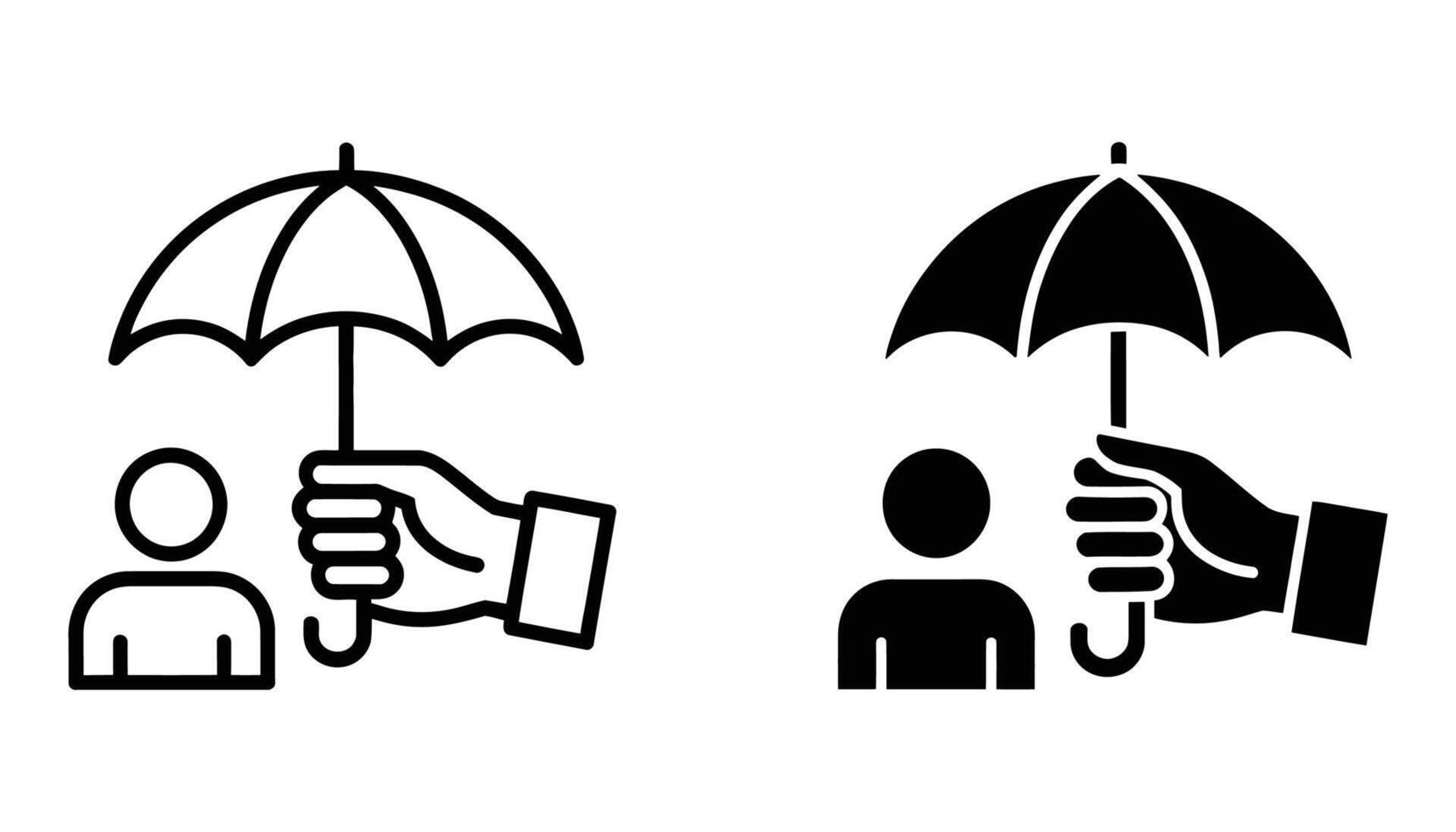 Hand Holding Umbrella with People Icon, Protection and Care Symbol vector