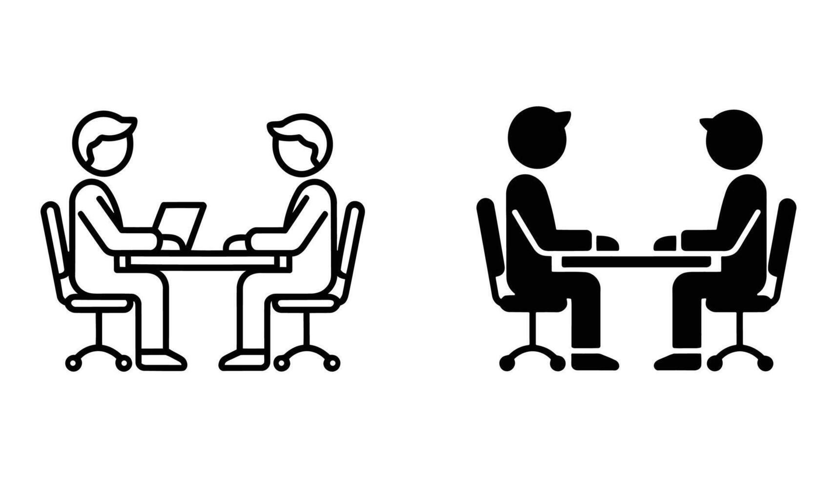 Two People Sitting at Table Icon vector