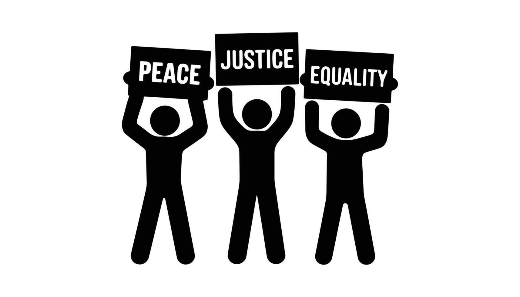 Protest Silhouette with Peace Justice Equality Signs vector