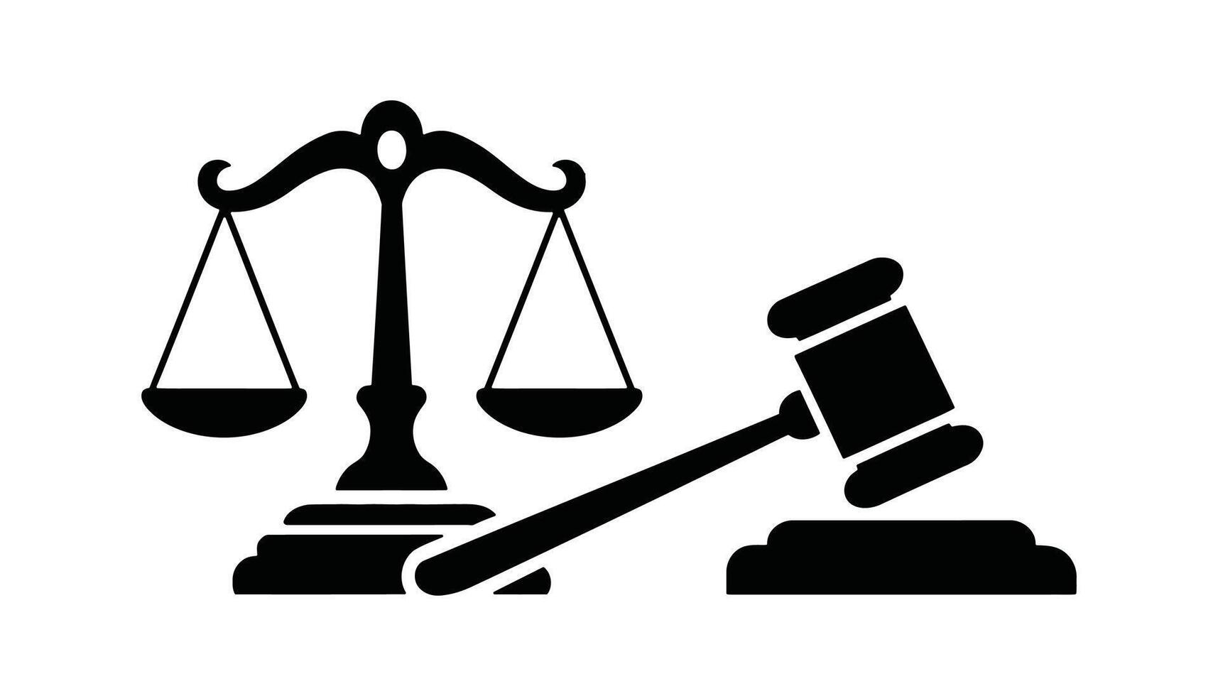 Law and Justice Icon Illustration with Scales and Gavel Silhouette vector
