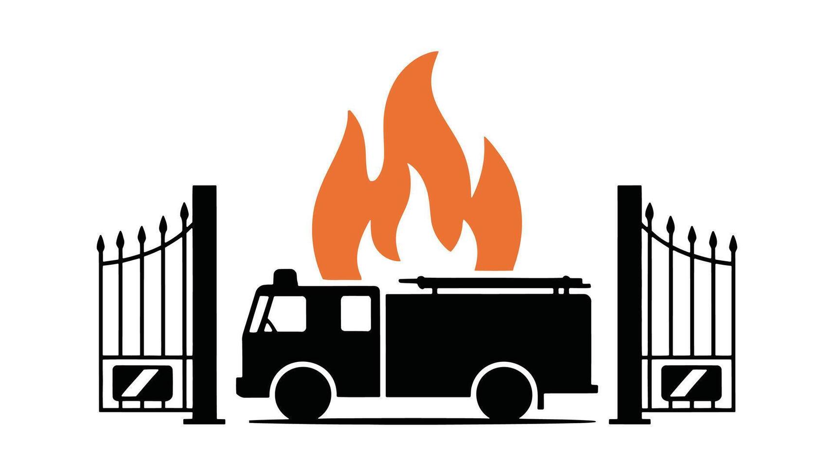 Fire truck with flames illustration on white background vector