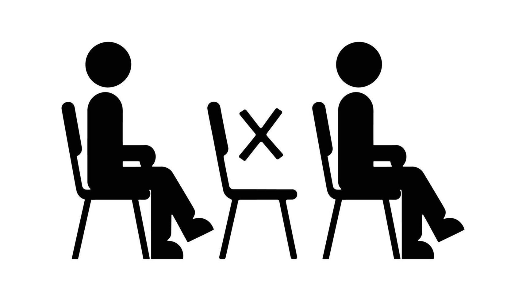 Social Distancing Seating Icon Illustration for Public Safety Guidelines vector