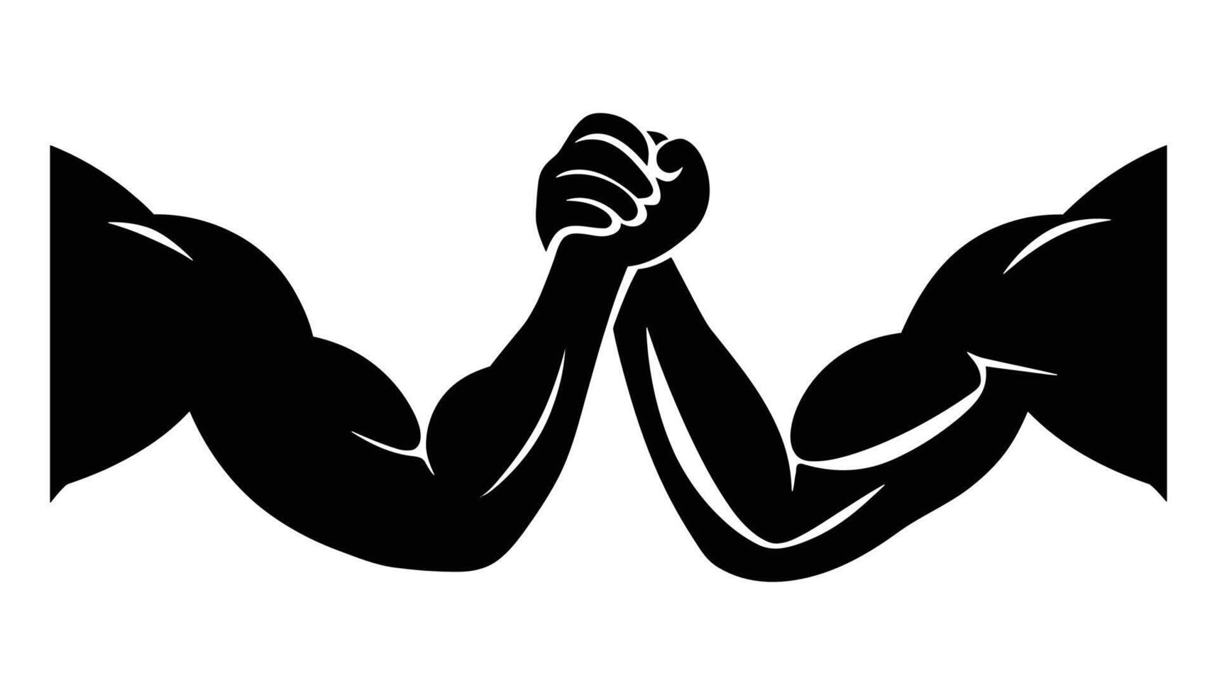 Arm Wrestling Silhouette with Muscular Arms vector
