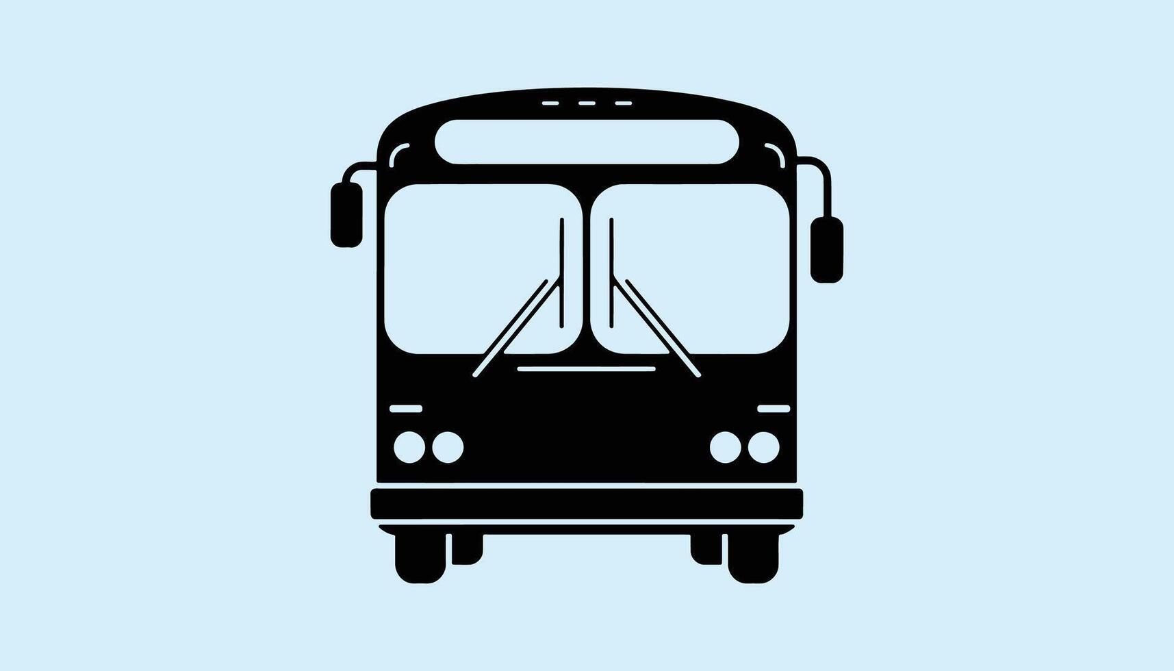 Bus front view icon with clear windows and headlights vector