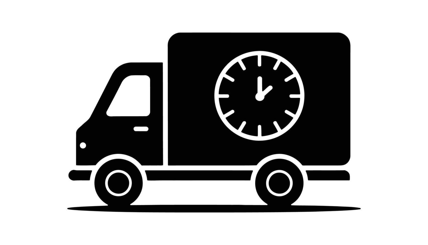 Delivery truck with time clock icon vector