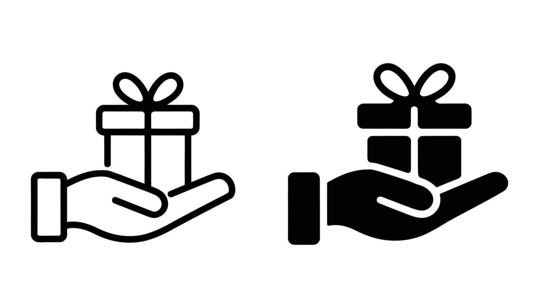 Gift Box in Hand Icon , Present with Ribbon Design vector