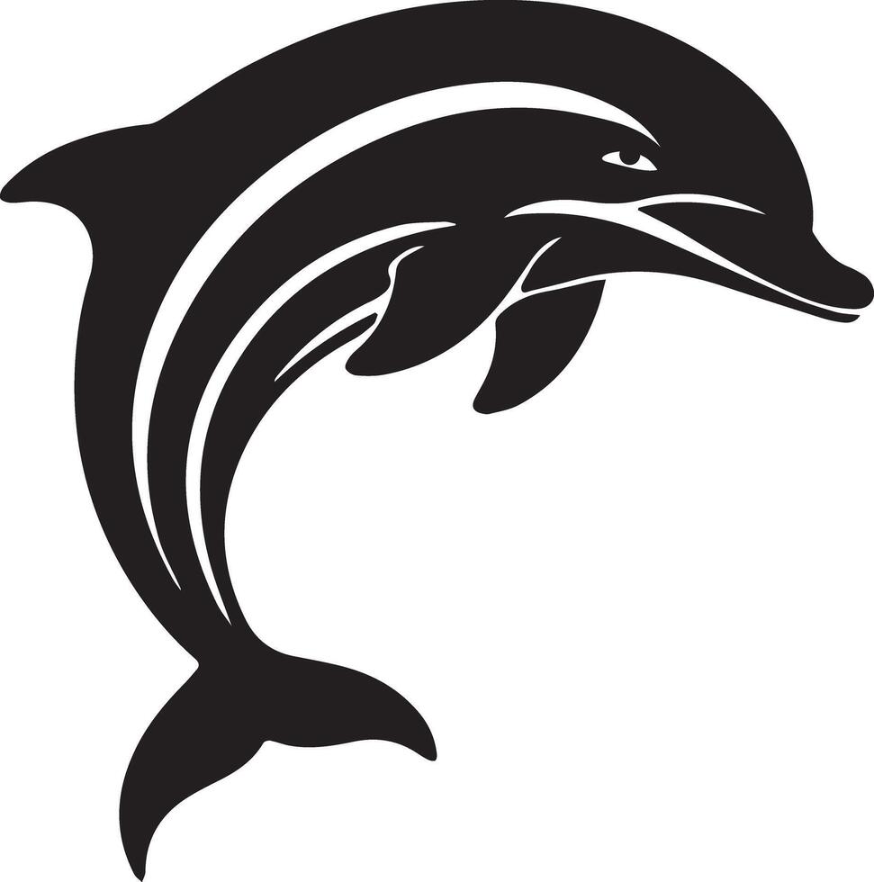 Creative silhouette featuring a dolphin elegance with strength. Ideal for logos or decor. vector