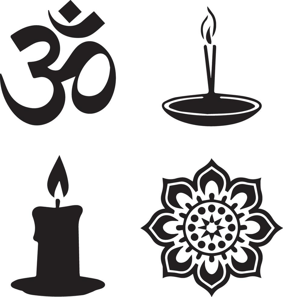 An icon set silhouette style about Yoga and Meditation concept vector