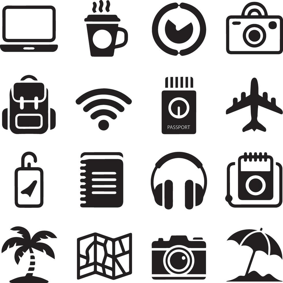 Digital Lifestyle Daily Tech Activity Icon in Silhouette Style vector