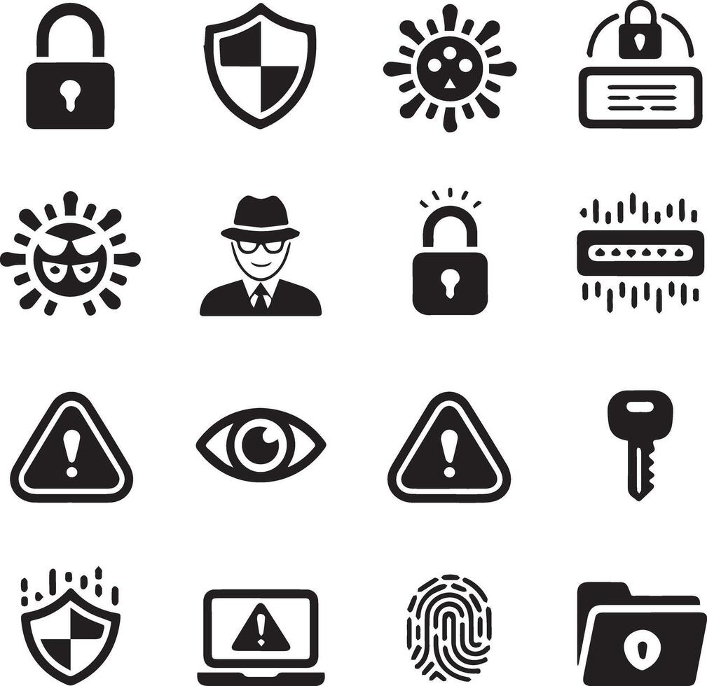 Cyber security icon set vector