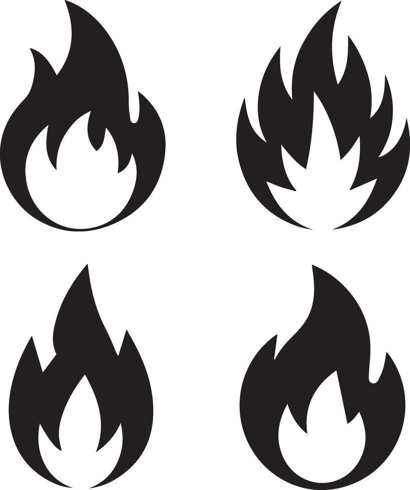 Silhouette Set of Fire Icons vector