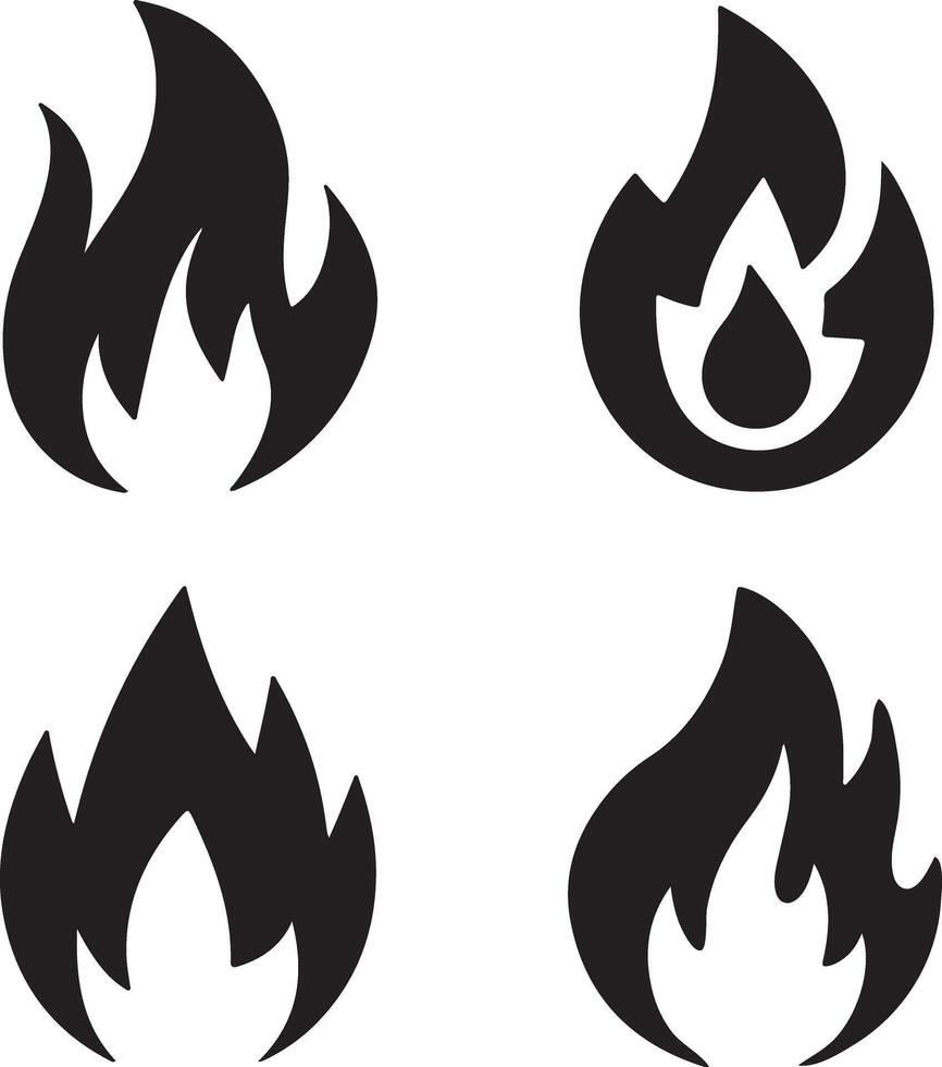 Minimalist Flame Symbol Collection vector