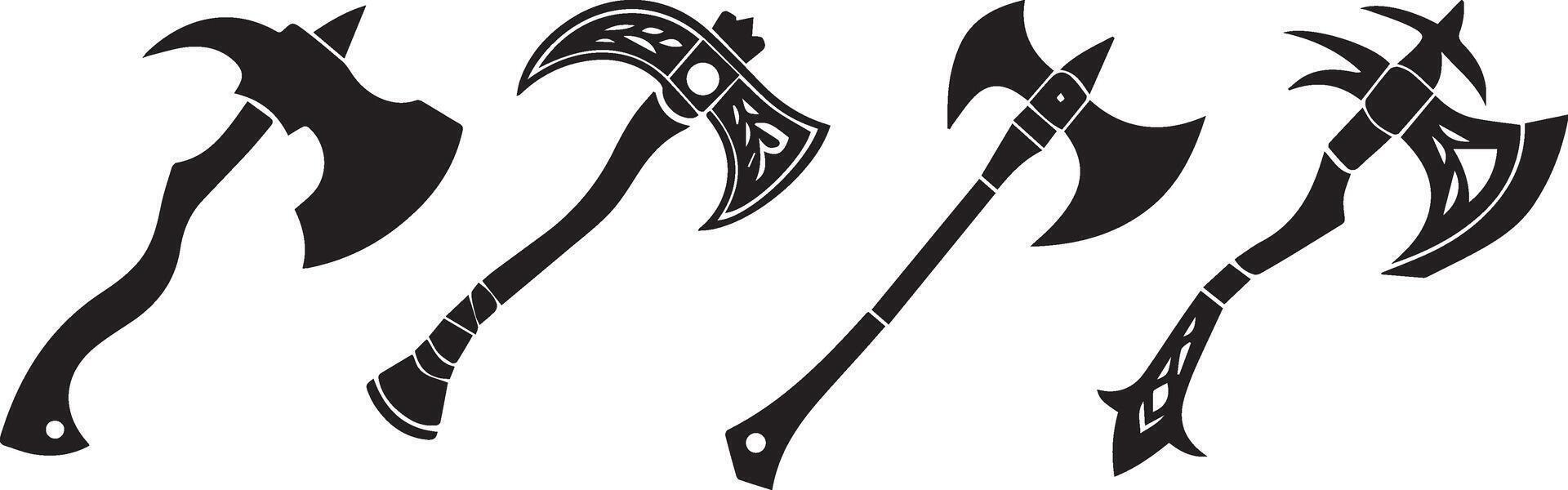 Silhouette Axe Clipart Set vector