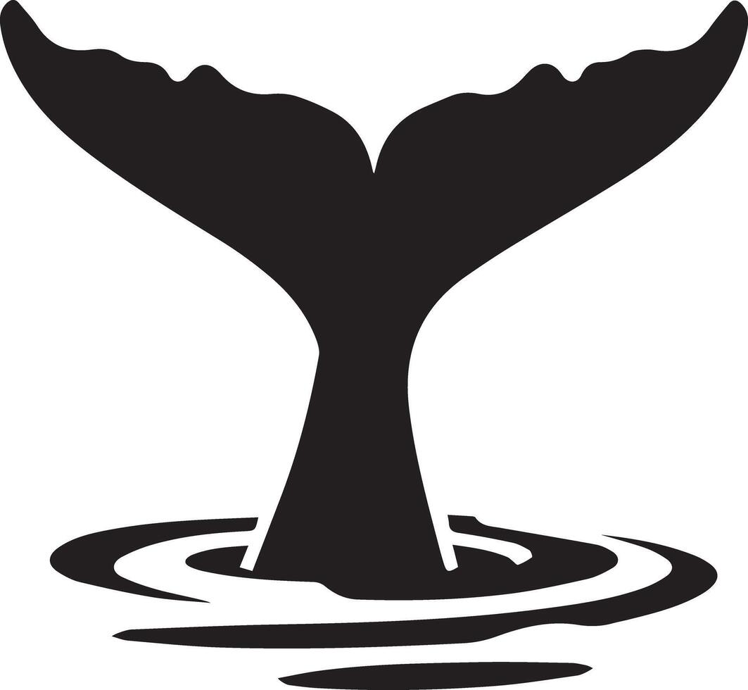 Ocean Wildlife Whale Fin Above Waves Silhouette Graphic Pack vector