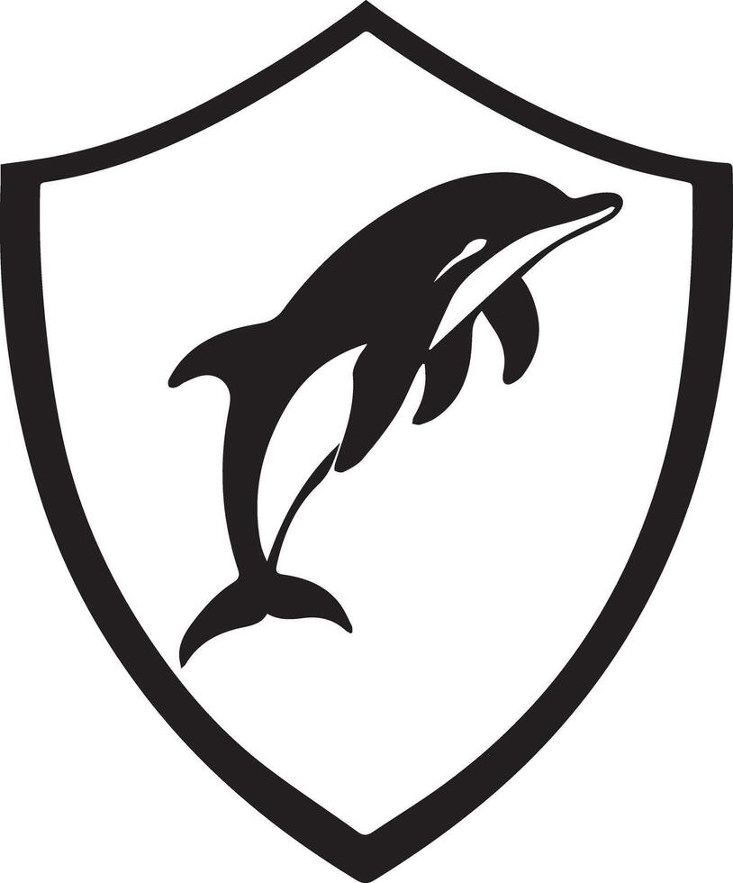 Silhouette Dolphin with Shield Clipart vector