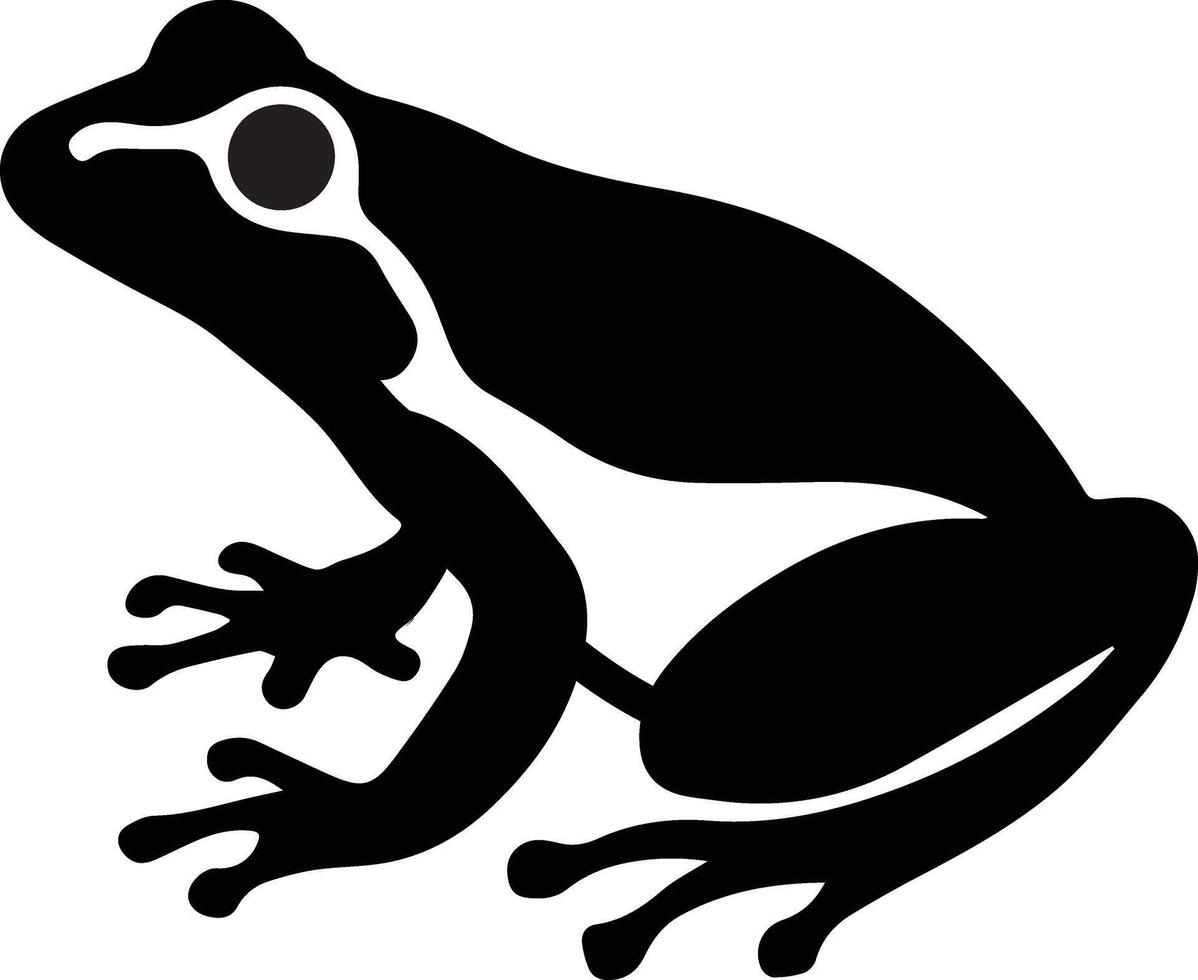 Frog Sitting on Surface Illustration in Black Silhouette Style vector