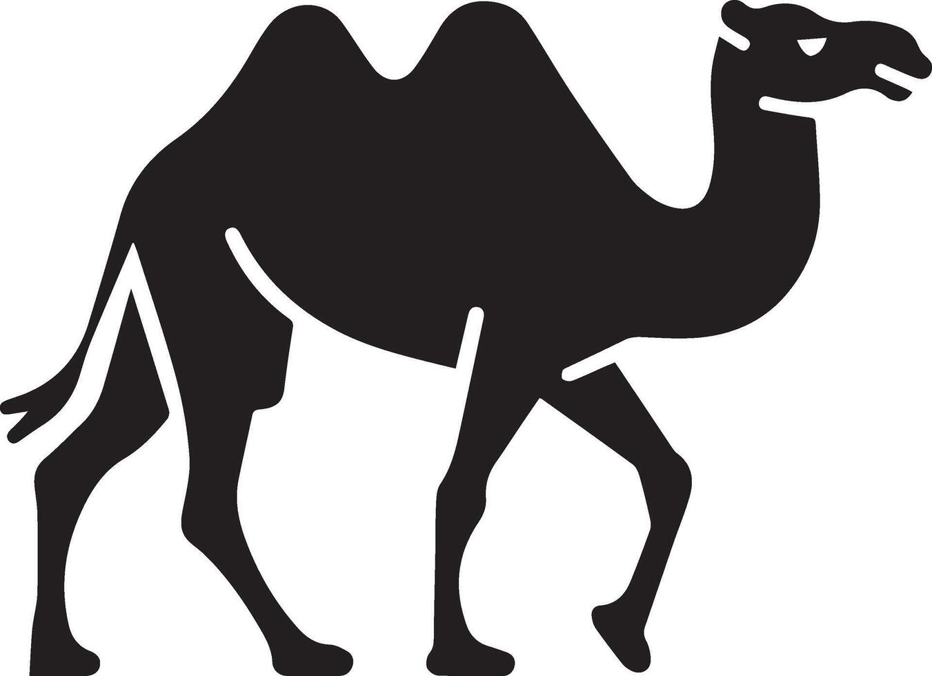 Camel Walking Across Desert Illustration in Silhouette Icon Style vector