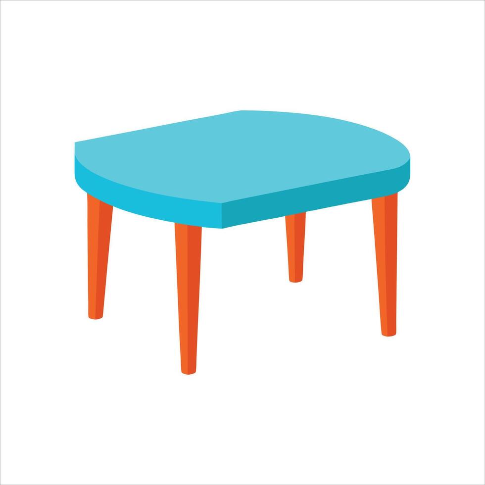 A blue table with orange legs on a white background vector