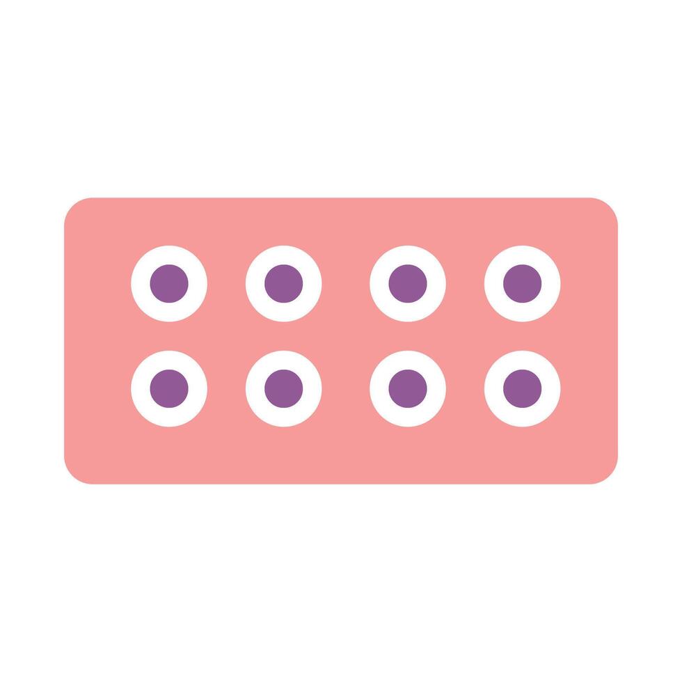 A pink and purple pill with six circles on it vector