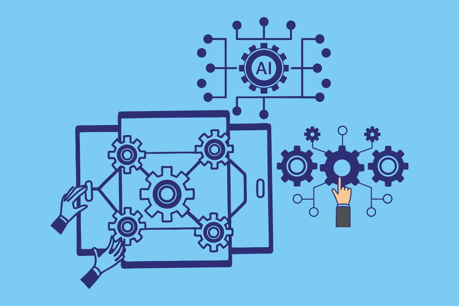 AI Agent and Robotic Process Illustration vector