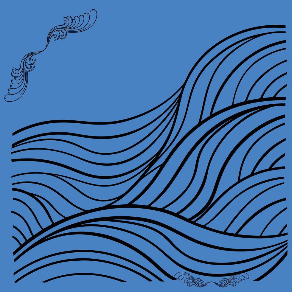 Flowing Wave Digital Abstract Art vector