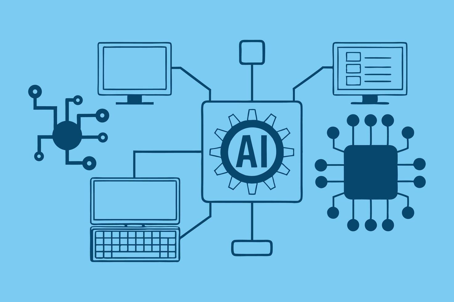 AI Agent and Robotic Process . vector