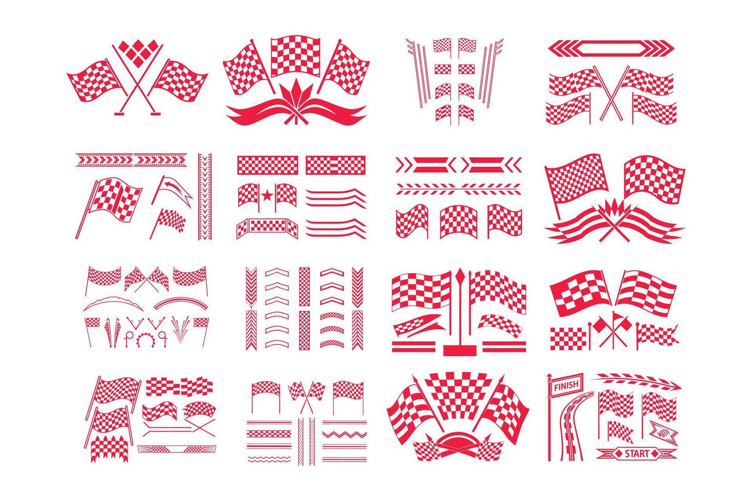 Racing Stripe Set with Checkered Flags, Speed Lines and Motorsport. vector
